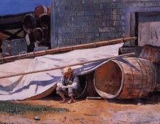 Homer Winslow Boy in a Boatyard aka Boy with Barrels. , 
