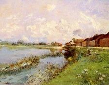 Yon Edmond Charles Joseph Paysage De Riviere. ,    