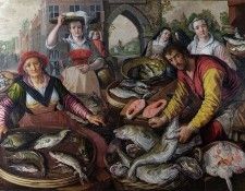   -  : . [The Four Elements: Water. A Fish Market with the Miraculous Draught of Fishes in the Background] NG London. Beuckelaer 