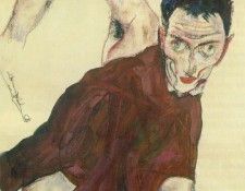 Schiele Self-Portrait with Raised Right Elbow, 1914, Private. , 