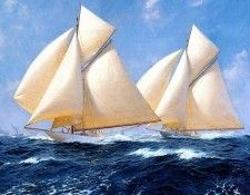 Jsd03 Columbia and Shamrock off Rhode Island 1899 JStevenDews sqs. , J 