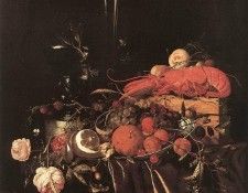 HEEM Jan Davidsz de Still Life With Fruit Flowers Glasses And Lobster. ,   