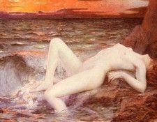 Perrey Leon Auguste Juene Fille Sortant De La Vague. �����, ���� �����