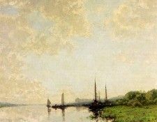 Kuypers Cornelis A Summer Landscape With Boats On A Waterway. Kuypers, 