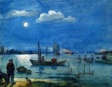 Avercamp Hendrick Fishermen at moonlight Sun . Avercamp, 