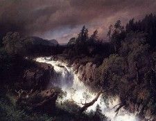 Herzog Herman Mountain Landscape and Waterfall. , 