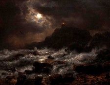Achenbach Andreas Norwegian Coast by Moonlight. Achenbach, 
