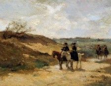 Akkeringa Johannes Horsemen in dune landscape Sun . Akkeringa,  