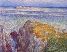 hassam white island light (isles of shoals at sundown) 1899. , 