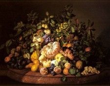 Zinnogger Leopold A Still Life Of Fruit On A Marble Ledge. Zinnogger, 