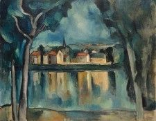 Vlaminck Town on the Bank of a Lake, ca1909, 81.3x100.3 cm, .   