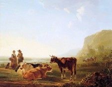Strij van Jacob Landscape with resting cows Sun. Strij,  