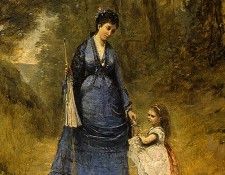 Corot Madame Stumpf and Her Daughter, 1872, Detalj 1, NG Was. , --