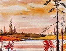 Myron Angus - Autumn in the Muskoka (mouthpainted), De. , 
