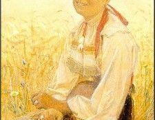 Zorn Orsakulla i ragaker. 1878, akvarell (Watercolour).. , 