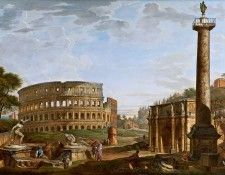 Capriccio with a view of the Colosseum and the Arch of Constantine. ,  