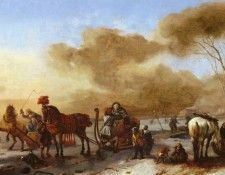 Wouwerman Philips A Winter Landscape With Horse-Drawn Sleds. Wouwerman, Philips