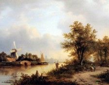 Kleijn Lodewijk Johannes River landscape Sun . Kleijn,  Johannes
