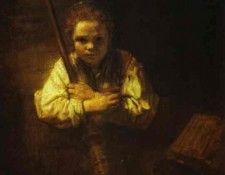 Rembrandt - A Girl with a Broom.    
