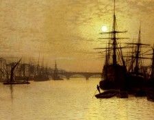 Grimshaw John Atlkinson The Thames Below London Bridge.   