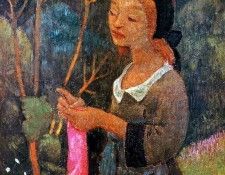 Srusier Paul Breton girl knitting Sun. Serusier, 