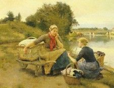 Jimenez y Aranda Luis WASHERWOMEN ON A RIVER BANK. ,   