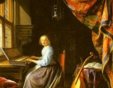 Dou Gerrit A Woman Playing A Clavichord. , 