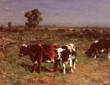 Haas Johannes Hubertus Leonardus De Cattle Grazing. , Hubertus   