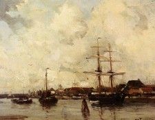 Jansen Willem George Frederik A View Of Harlingen Harbour. ,   