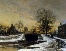 Wijsmuller Hilderbrand At the sluice in winter Sun . Wijsmuller, 