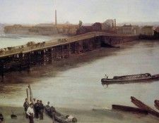 Brown and Silver Old Battersea Bridge. ,   