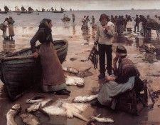 Forbes Stanhope A Fish Sale on a Cornish Beach. Forbes,  Stanhope