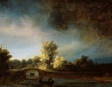 Rijn van Rembrandt Landscpae with bridge Sun. ����, ��������� ���