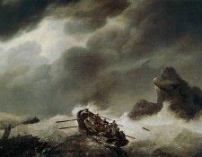 Koekkoek Johannes H Shipwrecked men in fierce storm Sun. Koekkoek, �������� Hermanus