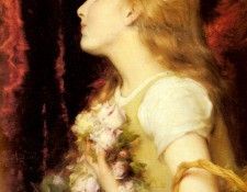 Piot Adolphe A Young Girl With A Basket Of Flowers. ����, ����� ������