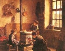 Frere Pierre Edouard Lighting The Stove. ,  