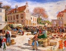 Piette Ludovic The market in Pontoise Sun. Piette, 