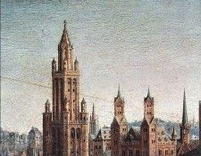 Eyck Jan van The Ghent Altarpiece Adoration of the Lamb detail top right 1. ,  