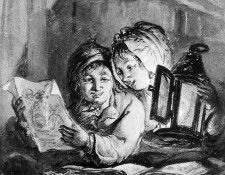 Strij van Abraham Boy and girl looking at drawings Sun. Strij,  