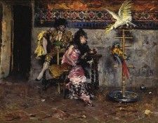 Coppia in Abito Spagnolo con due Pappagalli El matador. Boldini, ��������
