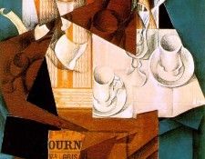 Gris Breakfast, 1914, Papier colle, crayon, and oil on canva. , 