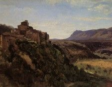 Corot Papigno Buildings Overlooking the Valley. , --