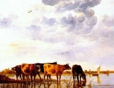 cuyp cattle in a river c1650. , Aelbert