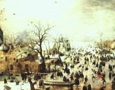 AVERCAMP - WINTER LANDSCAPE, OIL ON PANEL. Avercamp, �������