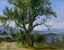 Old Tree with Devotional Image. Gauermann, 