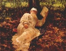 repin l n tolstoy resting in the woods 1891. ,  