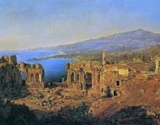 Ruine des Griechischen Theaters zu Taormina in Sizilien 1844.   