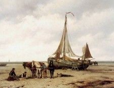 Koekkoek Jan Beachview with ships Sun . Koekkoek, ��