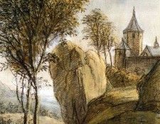 Waterloo Anthonie Mountainous landscape with castle on rock . ��������, ������