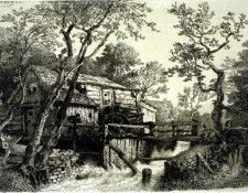 Achenbach Andreas Mill Beside a Stream. Achenbach, 